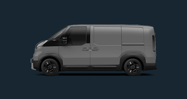 Seitenansicht eines grauen Kia PV5 Cargo.